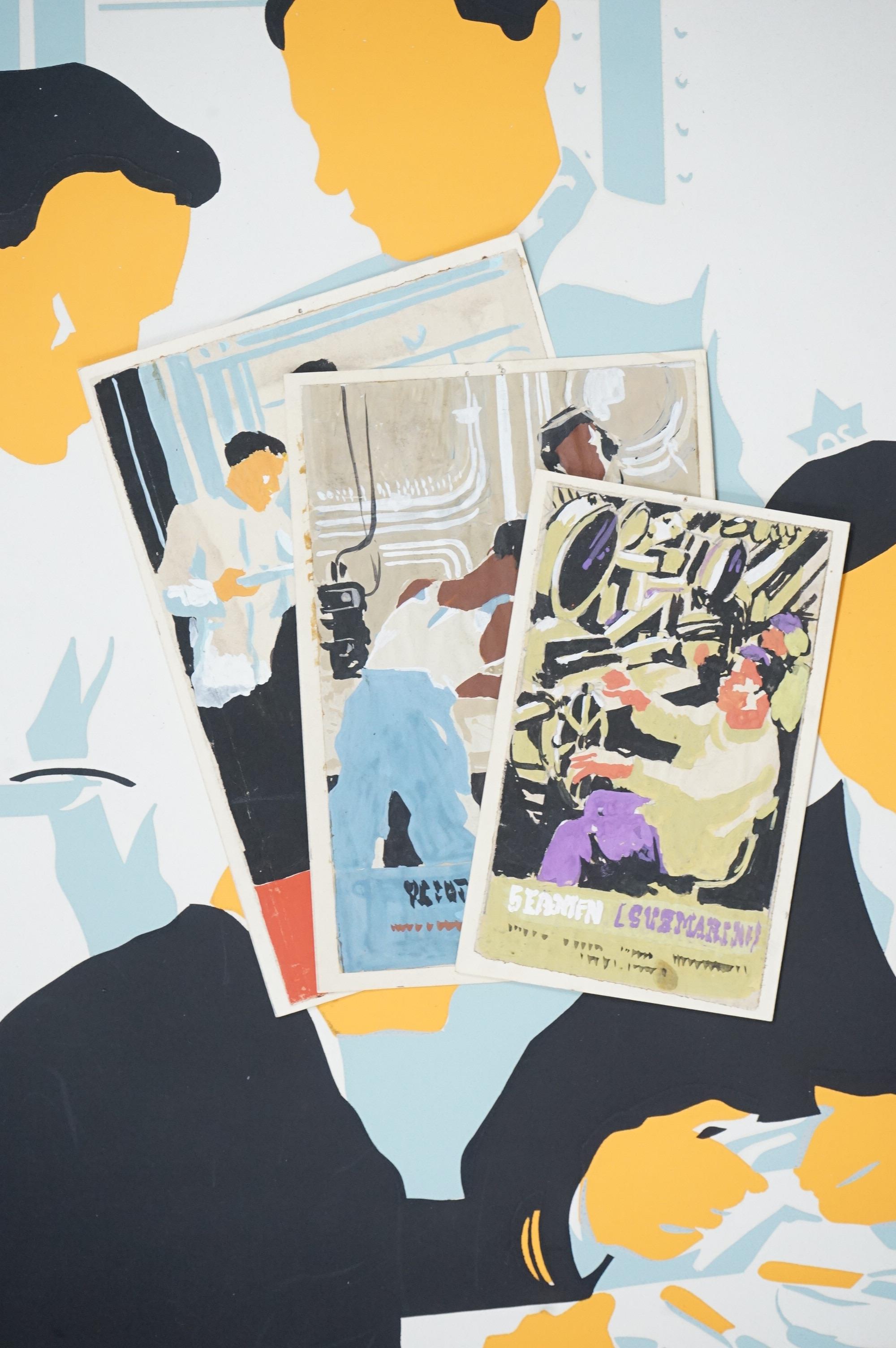 Margery Bertram (1909-1990) three British WWII naval posters, from a series pub. by H.M. Stationery Office for the Office of the Senior Psychologist, Admiralty, printed by Scotts, Laindon (51-336), together with the orig
